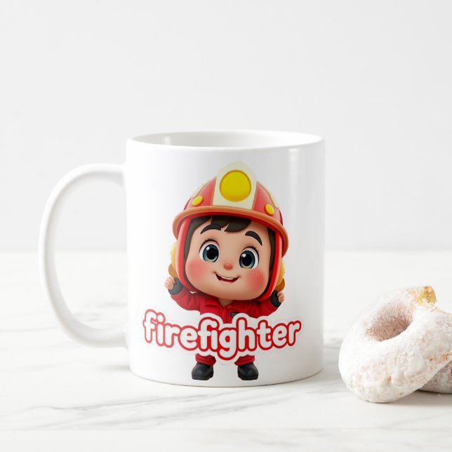 Firefighter fire brigade gift coffee mug (With Donut)