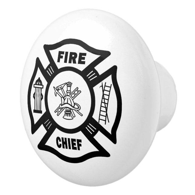 Firefighter Fire Chief Ceramic Knob (Right)
