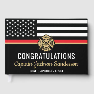 Firefighter Fire Department Flag Retirement Guest Book