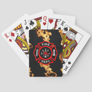 Firefighter   Fire Department Flames Red Shield Playing Cards