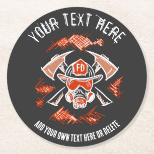 Firefighter / Fire Department Gift Template. Round Paper Coaster