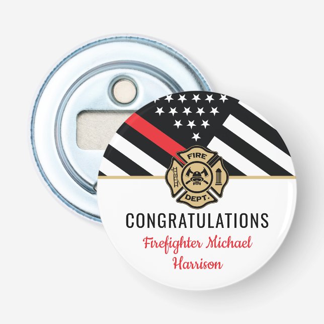 Firefighter Fire Department Graduation Fireman Bottle Opener (Front)
