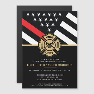 Firefighter Fire Department Graduation Fireman Magnetic Invitation