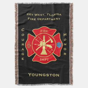 Firefighter Fire Department Maltese Cross Custom Throw Blanket