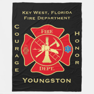 Firefighter Fire Department Maltese Cross Emblem Fleece Blanket