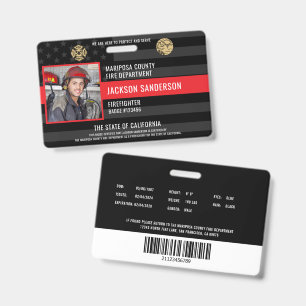 Firefighter Fire Department Photo Employee ID Badge