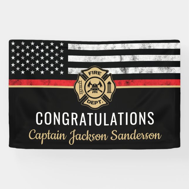 Firefighter Fire Department Retirement Fireman Banner (Horizontal)