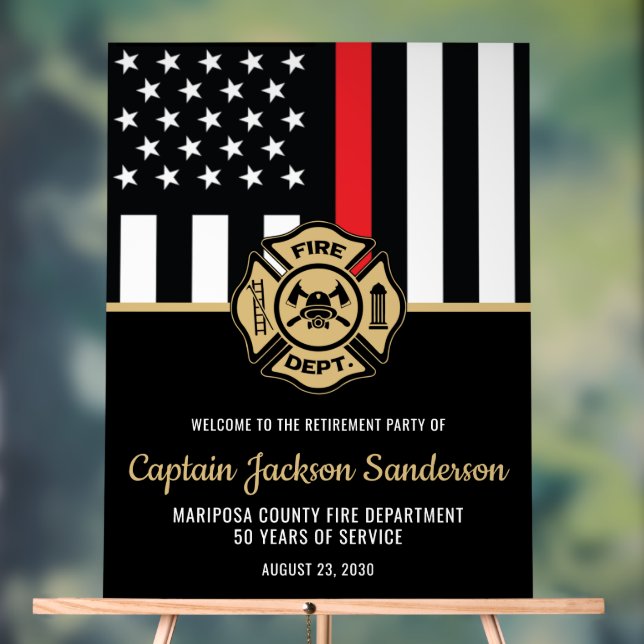 Firefighter Fire Department Retirement Party Acrylic Sign (Neutral)