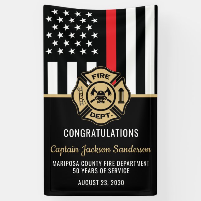 Firefighter Fire Department Retirement Party Banner (Vertical)