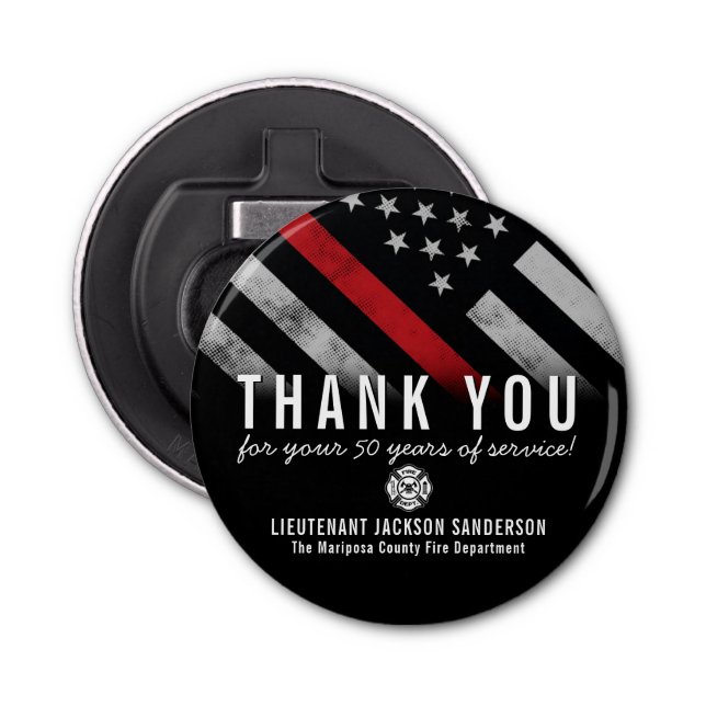 Firefighter Fire Department Retirement Party Bottle Opener (Front)