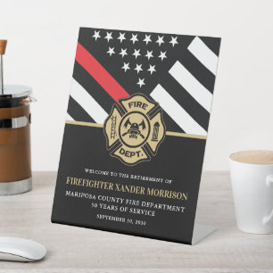 Firefighter Fire Department Retirement Party Pedestal Sign