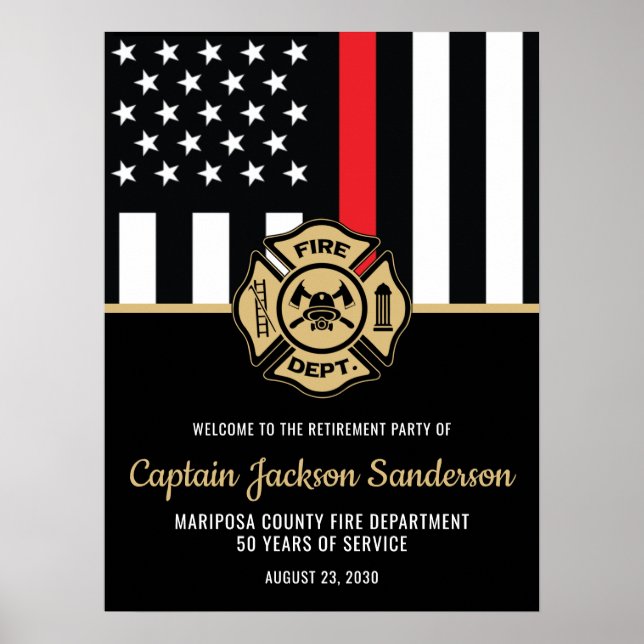 Firefighter Fire Department Retirement Party Poster (Front)