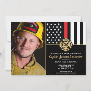 Firefighter Fire Department Retirement Photo Invitation