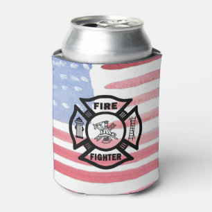 Firefighter Fire Dept Logo Can Cooler