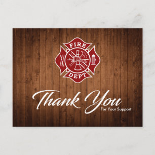 Firefighter / Fire Dept Thank You Postcard
