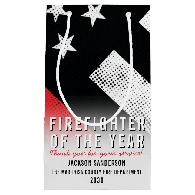 Firefighter Fire Flag Employee Recognition Small Gift Bag (Front)