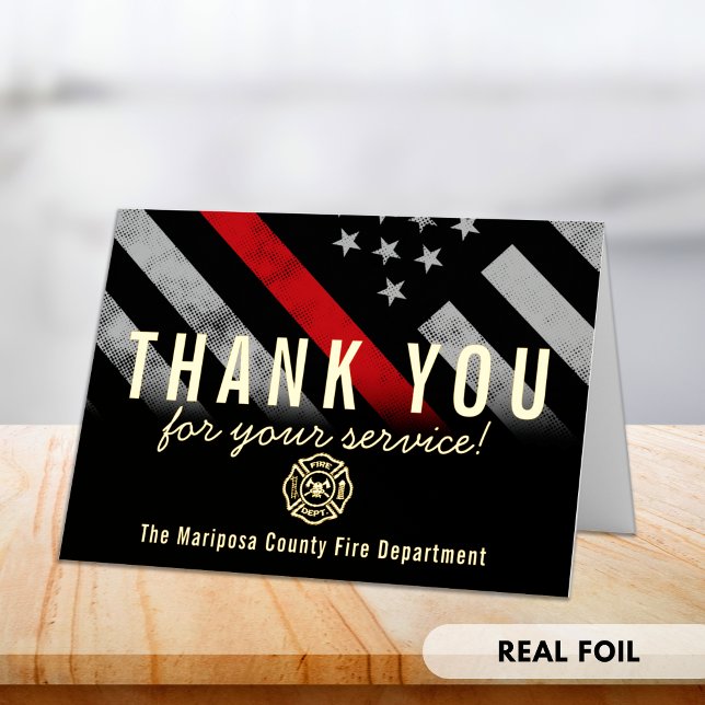 Firefighter Fire Flag First Responder Thank You Foil Greeting Card (Firefighter Fire Flag First Responder Thank You Foil Greeting Card)
