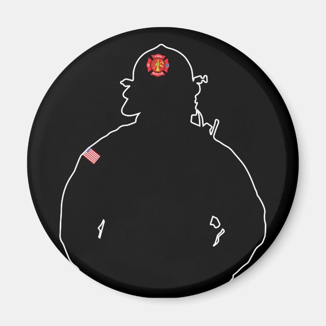 Firefighter Fire Hero Fire Rescue Silhouette Magnet (Front)