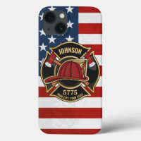 Firefighter Fire Rescue Department USA Flag Custom