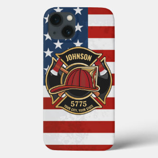 Firefighter Fire Rescue Department USA Flag Custom iPhone 13 Case
