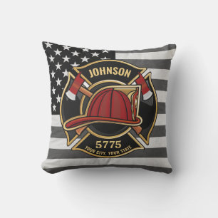 Firefighter Fire Rescue Department USA Flag Custom Cushion