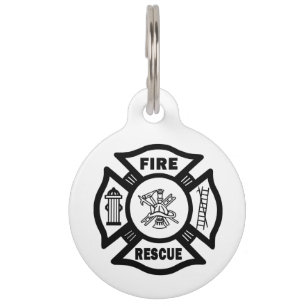 Firefighter Fire Rescue Pet Tag