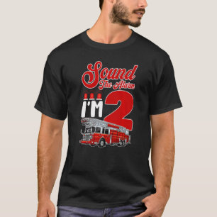 Firefighter Fire Truck 2nd Birthday Bday Boys Girl T-Shirt