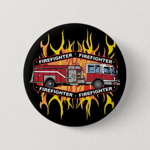 Firefighter Fire Truck 6 Cm Round Badge