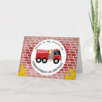 Firefighter Fire Truck Bricks Flames Birthday