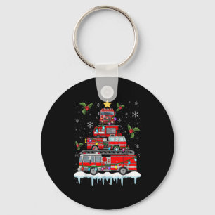 Firefighter Fire Truck Christmas Tree Lights Santa Key Ring