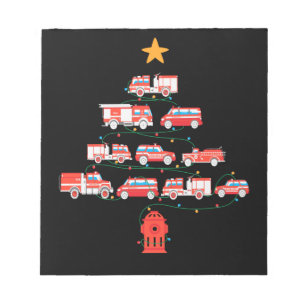 Firefighter Fire Truck Christmas Tree.Png Notepad