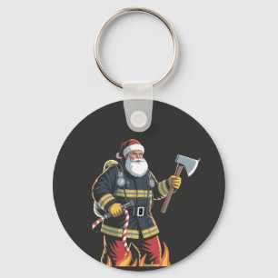 Firefighter Fire Truck Christmas Tree Santa Xmas Key Ring