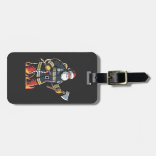 Firefighter Fire Truck Christmas Tree Santa Xmas Luggage Tag