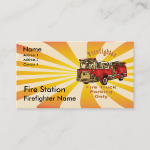 Firefighter Fire Truck Parking  Business Card