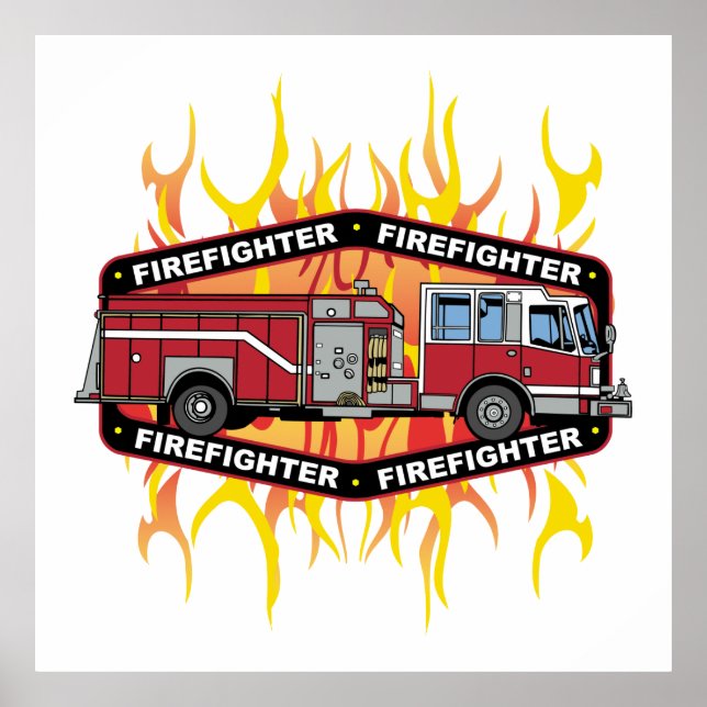 Firefighter Fire Truck Poster (Front)