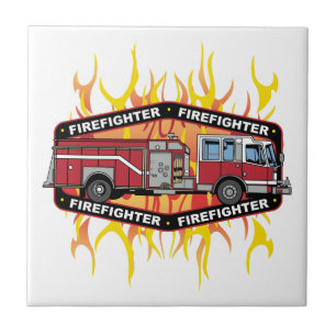 Firefighter Fire Truck Tile