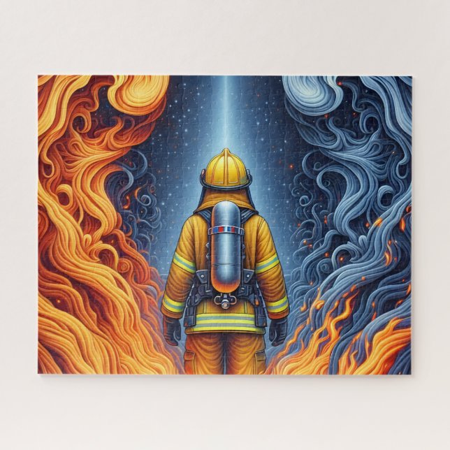 Firefighter Fire Water Jigsaw Puzzle (Horizontal)