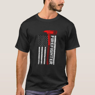 Firefighter Firefighting American America USA Flag T-Shirt