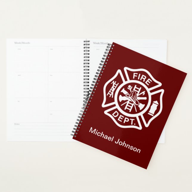 Firefighter Fireman Fire Department Custom Name Planner (Display)