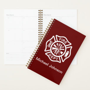Firefighter Fireman Fire Department Custom Name  Planner