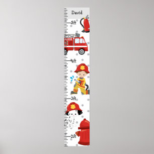 Firefighter Fireman Growth Chart Personalised