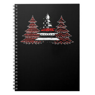 Firefighter Fireman USA Flag Pine Trees Firefighte Notebook
