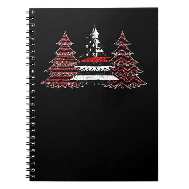 Firefighter Fireman USA Flag Pine Trees Firefighte Notebook (Front)