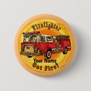 Firefighter Firetruck Got Fire 6 Cm Round Badge