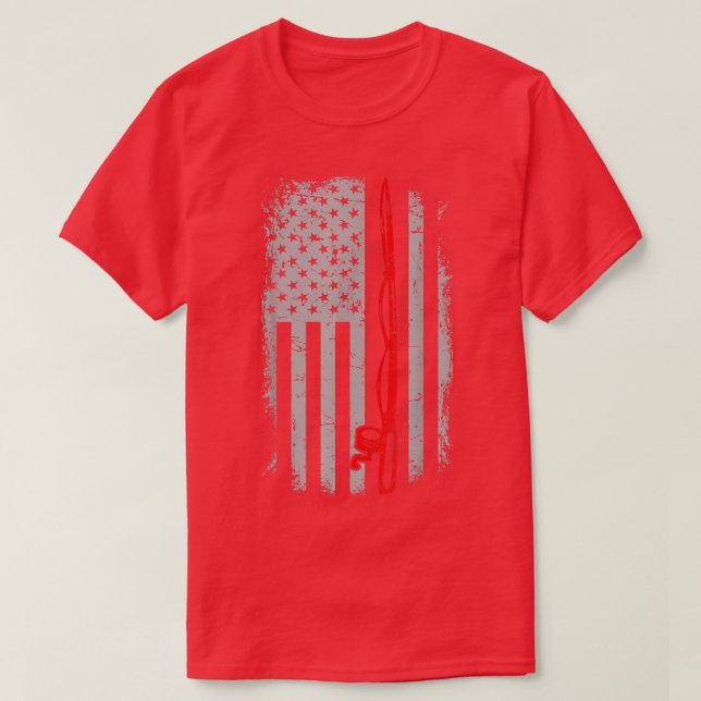 Firefighter Fisherman  Red Line American Flag  T-Shirt (Design Front)