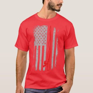 Firefighter Fisherman Red Line American Flag T-Shirt