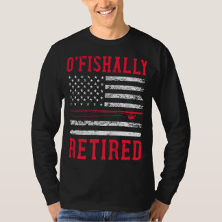 Firefighter Fishing Retirement Usa Flag Patriotic  T-Shirt