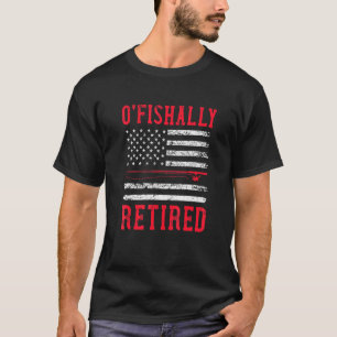 Firefighter Fishing Retirement Usa Flag Patriotic T-Shirt