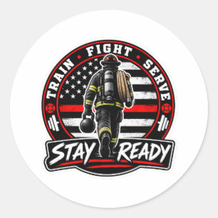 Firefighter fitness classic round sticker