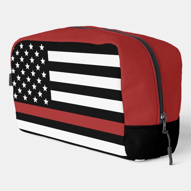 Firefighter Flag Thin Red Line USA Flag Dopp Kit (Right Corner)